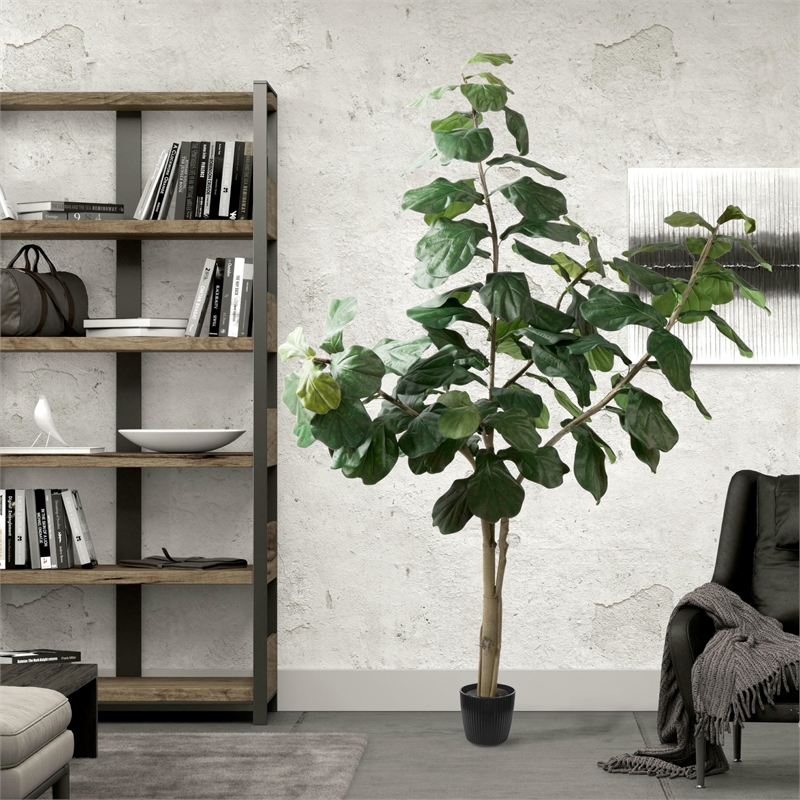Vickerman 8' Artificial Green Potted Fiddle Tree.