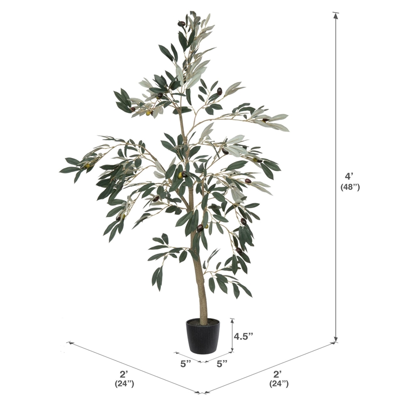 Vickerman 4' Artificial Green Olive Tree in Pot.