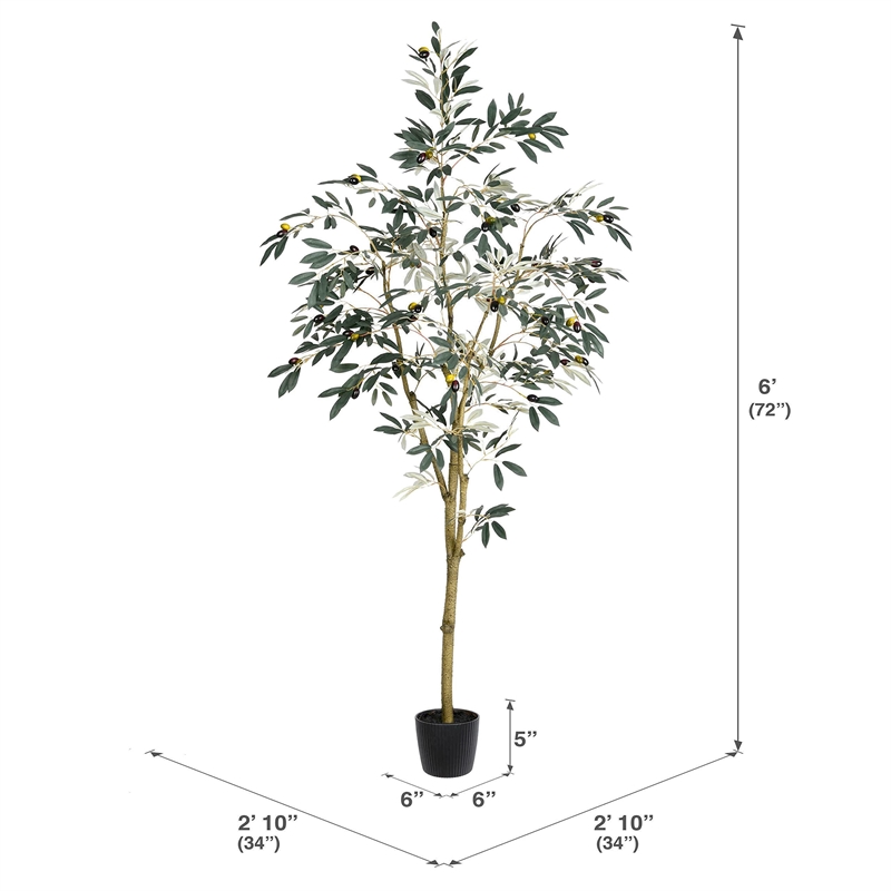 Vickerman 6' Artificial Green Olive Tree in Pot.