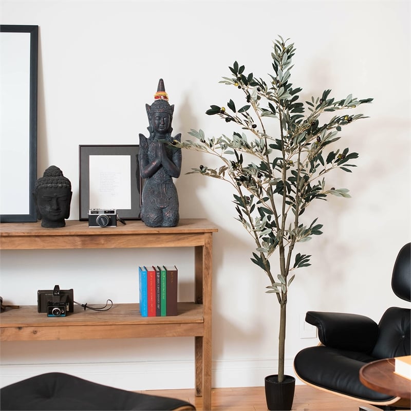 Vickerman 6' Artificial Green Olive Tree in Pot.
