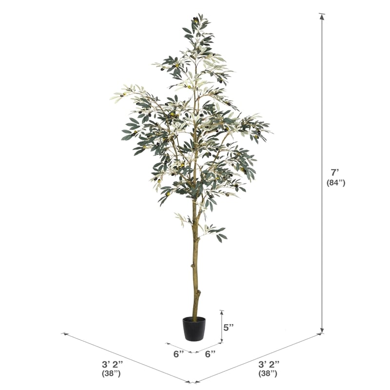 Vickerman 7' Artificial Green Olive Tree in Pot.