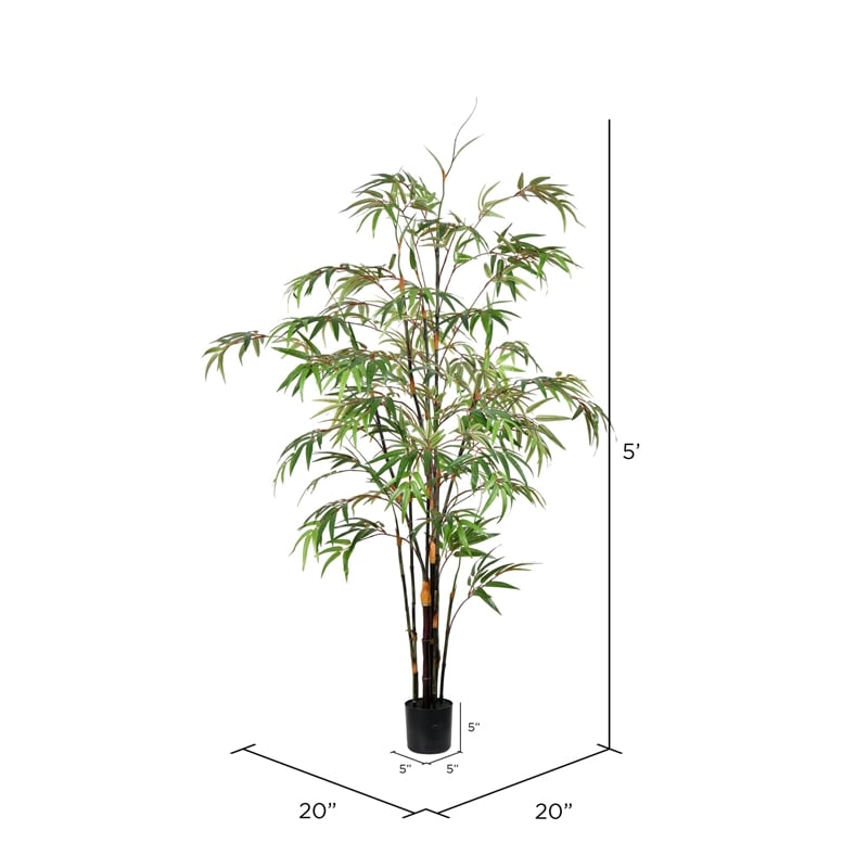 Vickerman 5' Artificial Potted Black Japanese Bamboo Tree.