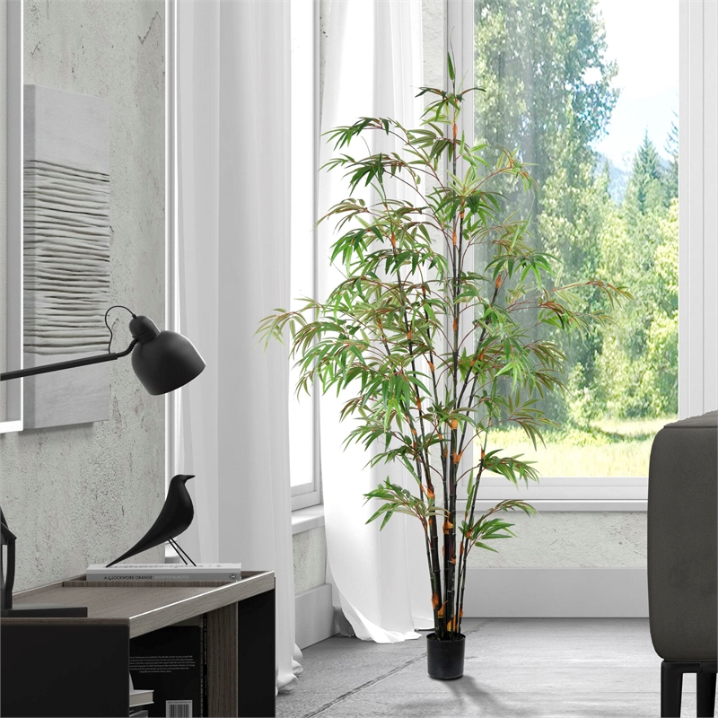 Vickerman 6' Artificial Potted Black Japanese Bamboo Tree