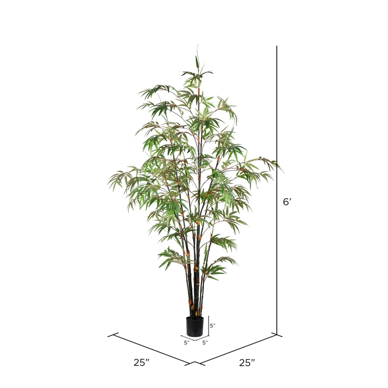 Vickerman 6' Artificial Potted Black Japanese Bamboo Tree