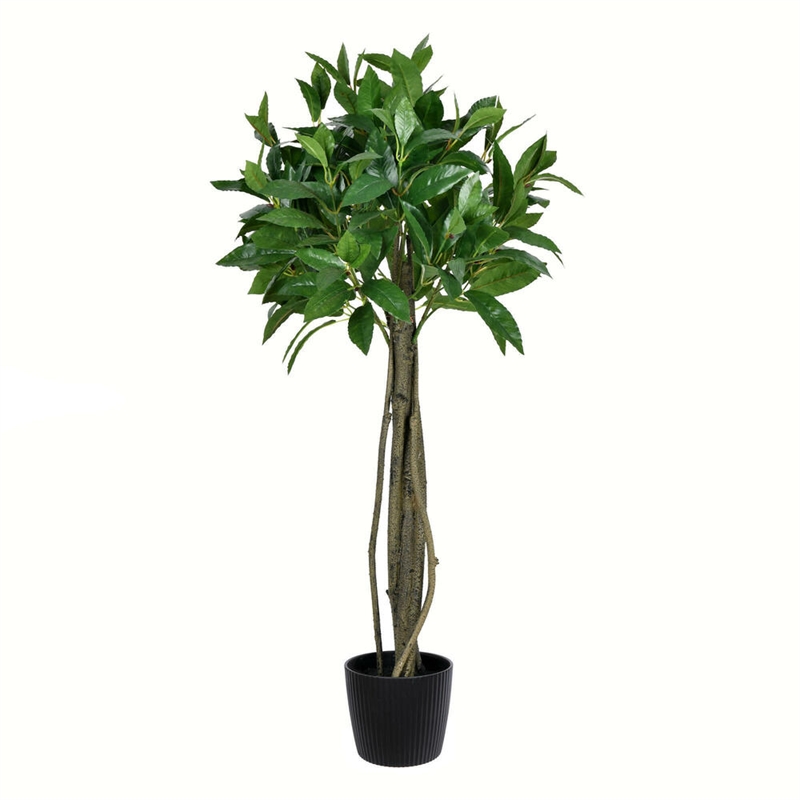 Vickerman 3' Contemporary Fabric Artificial Potted Bay Leaf Tree in Green