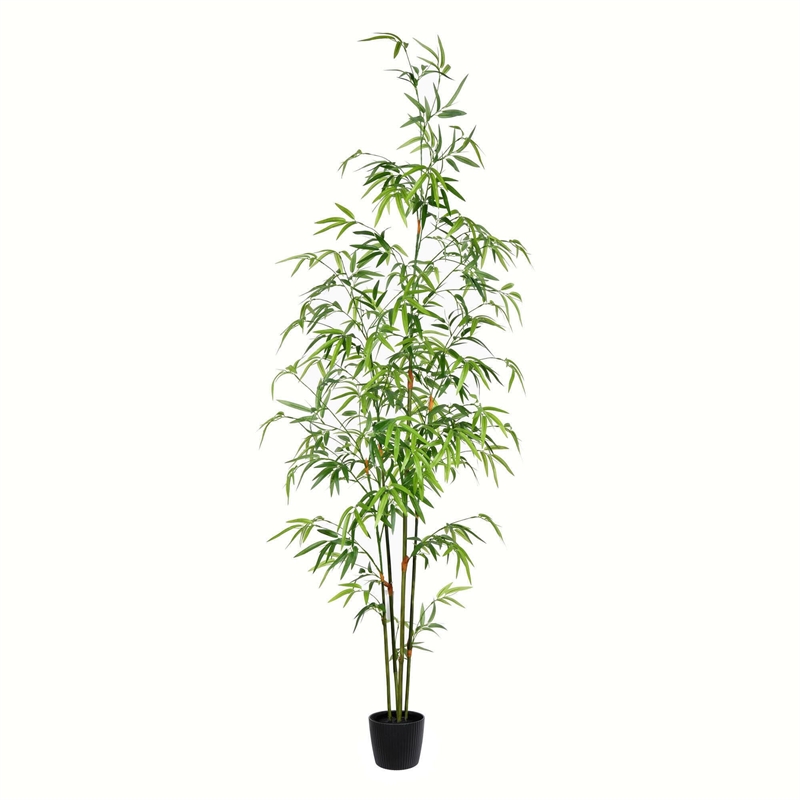Vickerman 5' Contemporary Fabric Artificial Potted Mini Bamboo Tree in Green