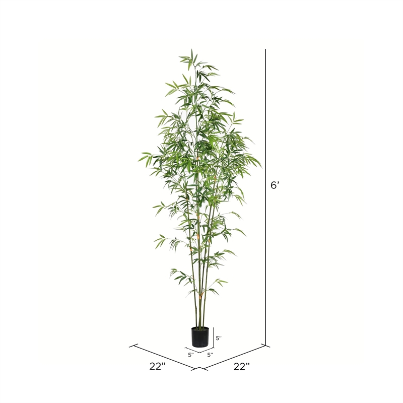 Vickerman 6' Artificial Green Mini Bamboo Tree in Pot.