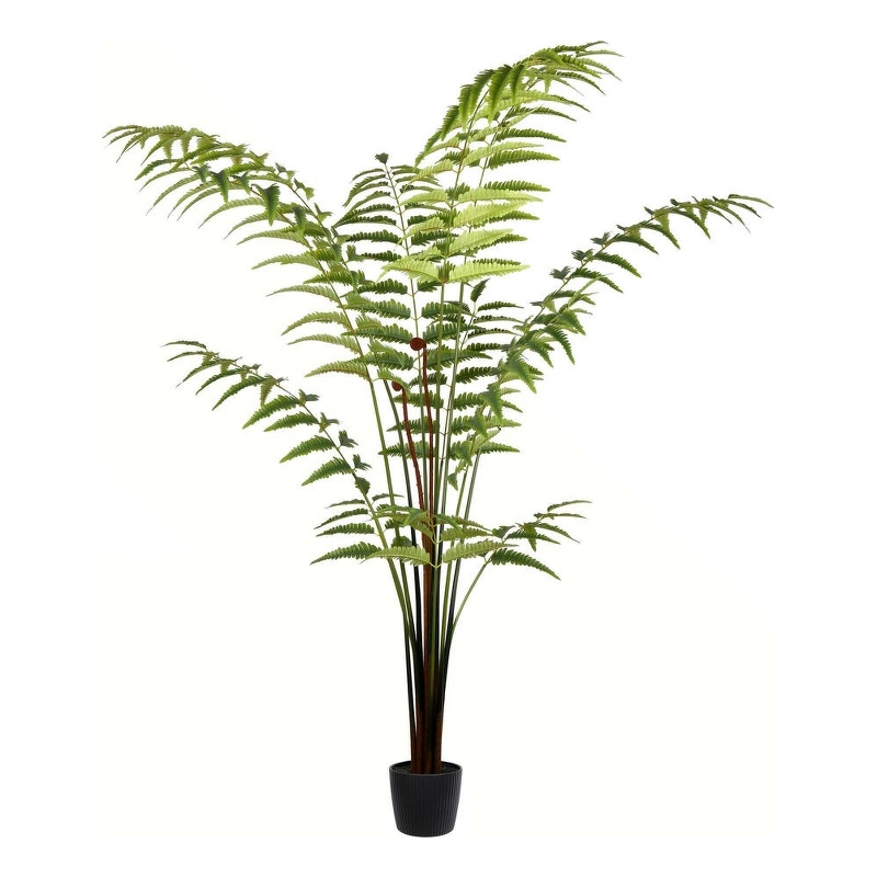 Vickerman 6' Contemporary Fabric Artificial Potted Leather Fern in Green