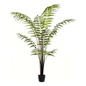 Vickerman 6' Contemporary Fabric Artificial Potted Leather Fern in Green