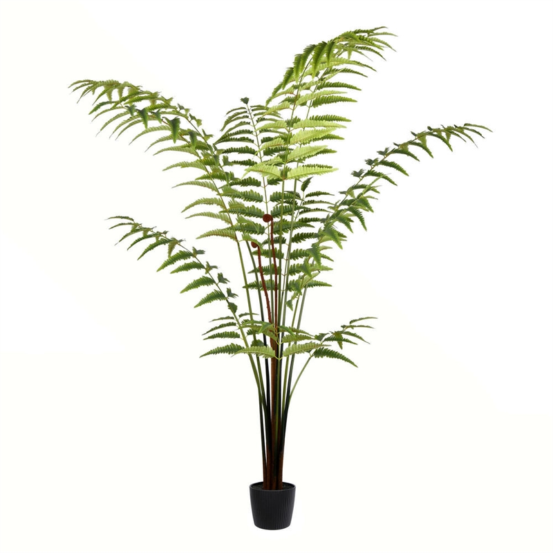 Vickerman 6' Contemporary Fabric Artificial Potted Leather Fern in Green