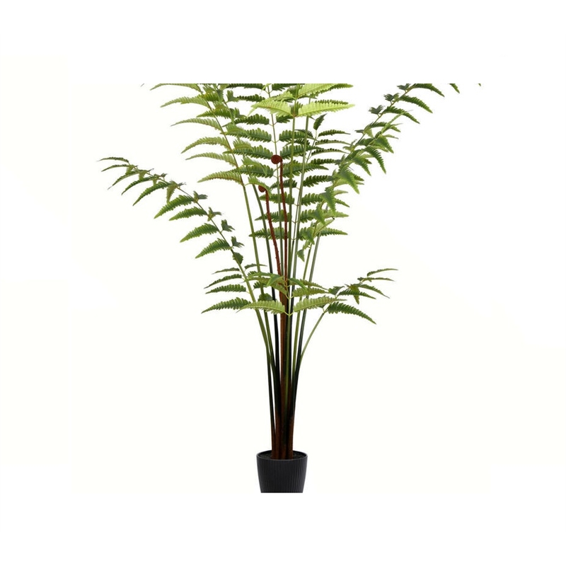 Vickerman 6' Contemporary Fabric Artificial Potted Leather Fern in Green