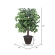 Vickerman 4' Artificial Ficus Bush with Rattan Basket in Dark Green