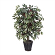 Vickerman 4' Artificial Capensia Bush with Rattan Basket in Green/Red