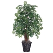 Vickerman 4' Artificial Ming Aralia Bush with Rattan Basket in Green