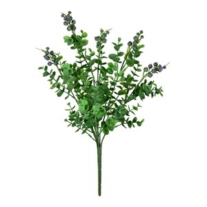 Vickerman 14.5&quot Plastic Artificial Money Leaf Bush in Purple/Green (Set of 2)