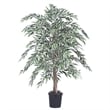Vickerman 4' Artificial Variegated Smilax Bush with Black Pot in Green/White