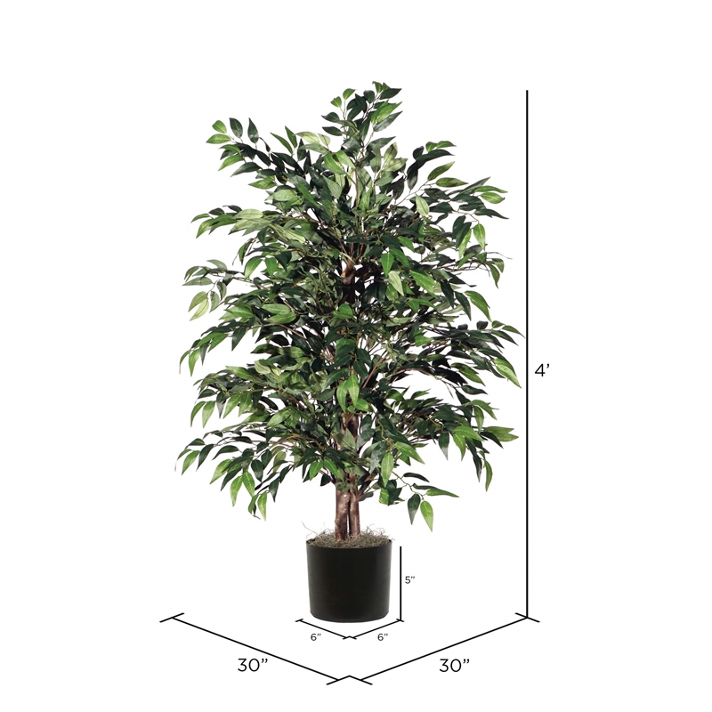 Vickerman 4' Artificial Smilax Bush with Black Plastic Pot in Dark Green
