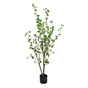 Vickerman 48&quot Artificial Potted Baby Leaf Tree with Planters Pot in Green