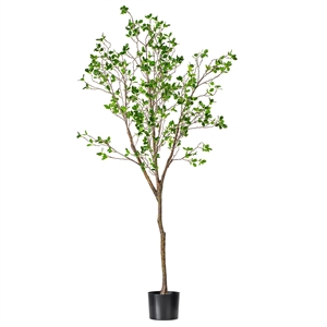 Vickerman 72&quot Artificial Milan Leaf Tree in Black Planters Pot.