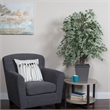 Vickerman 4' Artificial Maple Bush with Rattan Basket in Dark Green/Silver