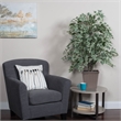 Vickerman 4' Artificial Maple Bush with Rattan Basket in Dark Green/Silver