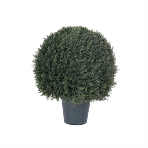 Vickerman 24&quot Artificial UV Resistant Pond Cypress Topiary with Pot in Green