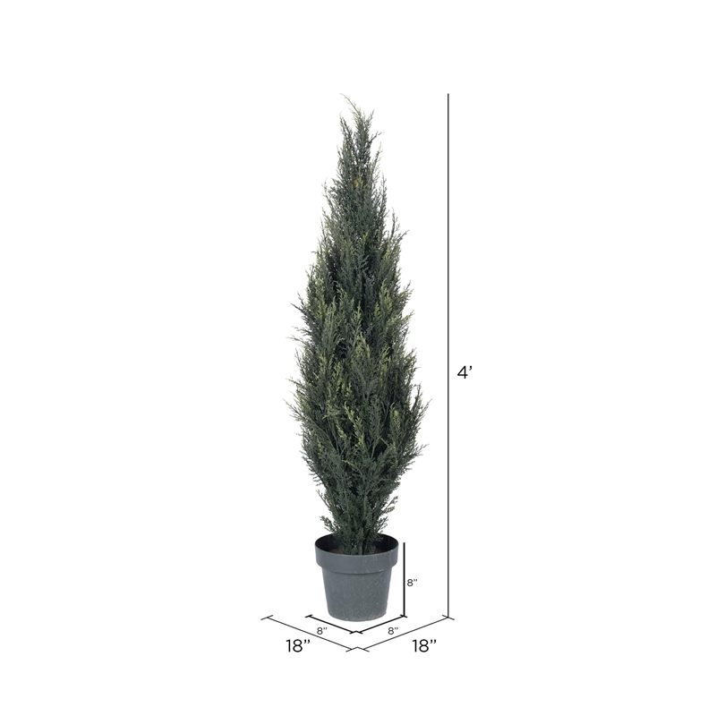 Vickerman 4' Plastic Artificial UV Resistant Pond Cypress Tree with Pot in Green