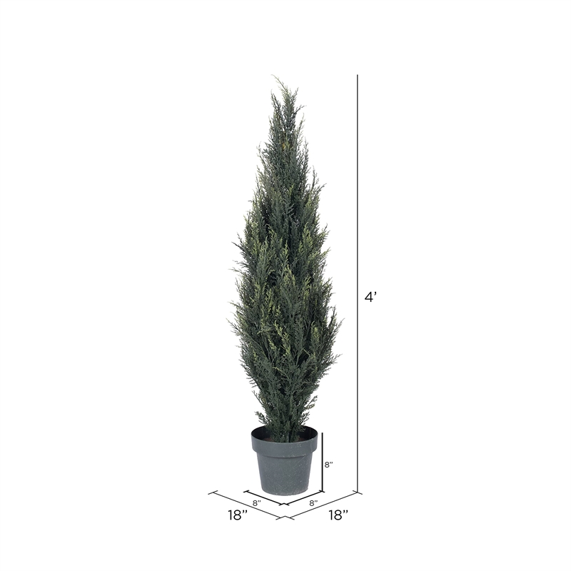 Vickerman 4' Plastic Artificial UV Resistant Pond Cypress Tree with Pot in Green