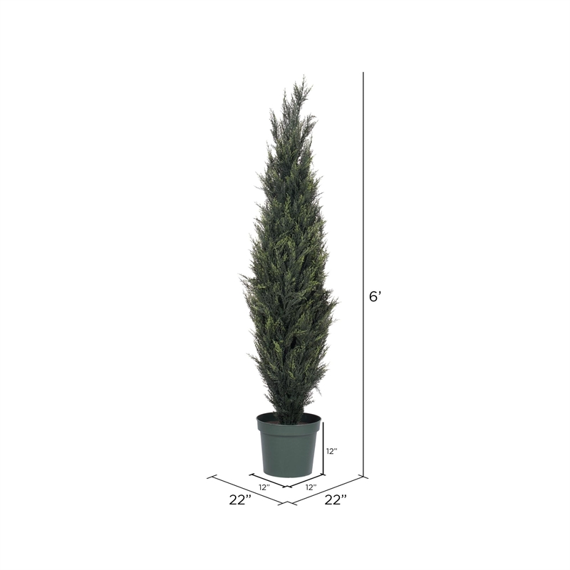Vickerman 6' Plastic Artificial UV Resistant Pond Cypress Tree with Pot in Green