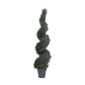 Vickerman 63&quot Artificial UV Resistant Pond Cypress Spiral with Pot in Green