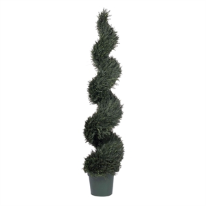 Vickerman 72&quot Artificial UV Resistant Pond Cypress Spiral with Pot in Green