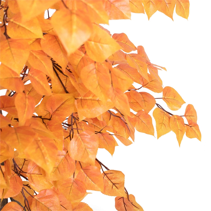 Vickerman 4' Artificial Aspen Bush with Black Plastic Pot in Orange