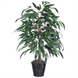 Vickerman 4' Artificial Mango Bush with Rattan Basket in Green