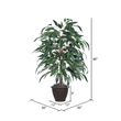 Vickerman 4' Artificial Mango Bush with Rattan Basket in Green