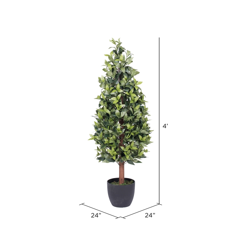 Vickerman 4' Artificial Green Bay Tree in Pot.