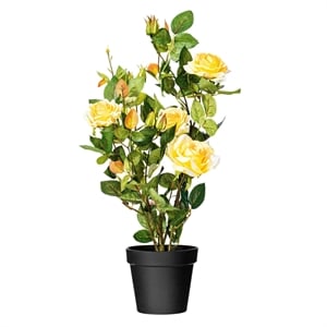 Vickerman 21&quot Artificial Yellow Rose Plant in Pot.