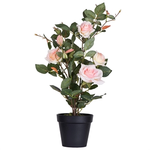 Vickerman 21&quot Contemporary Plastic Artificial Rose Plant with Pot in Pink
