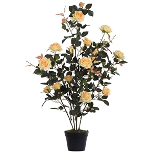 Vickerman 45&quot Artificial Yellow Rose Plant in Pot.
