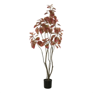 Vickerman 4' Contemporary Fabric Artificial Potted Rogot Rurple Tree in Red