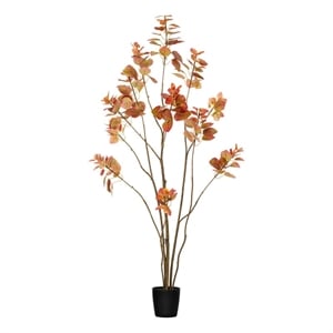 Vickerman 5' Contemporary Fabric Artificial Potted Rogot Rurple Tree in Red