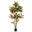 Vickerman 5' Potted Artificial Green and Orange Croton Tree
