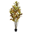 Vickerman 6' Potted Artificial Green and Orange Croton Tree