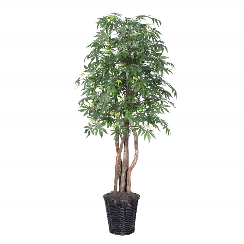 Vickerman 6' Artificial Japanese Maple Executive Tree with Basket in Green