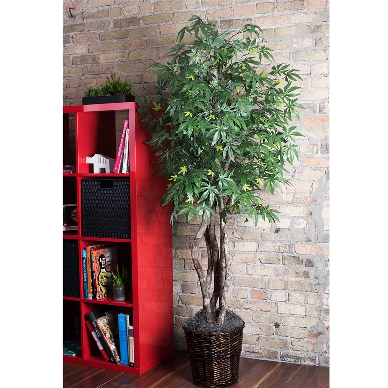 Vickerman 6' Artificial Japanese Maple Executive Tree with Basket in Green
