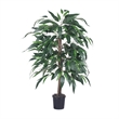 Vickerman 4' Artificial Mango Bush with Black Plastic Pot in Green