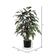 Vickerman 4' Artificial Mango Bush with Black Plastic Pot in Green