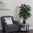 Vickerman 4' Artificial Mango Bush with Black Plastic Pot in Green