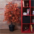 Vickerman 4' Artificial Maple Bush with Rattan Basket in Orange