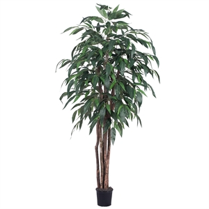 Vickerman 6' Artificial Mango Executive Tree with Rattan Basket in Green