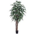 Vickerman 6' Artificial Mango Executive Tree with Rattan Basket in Green
